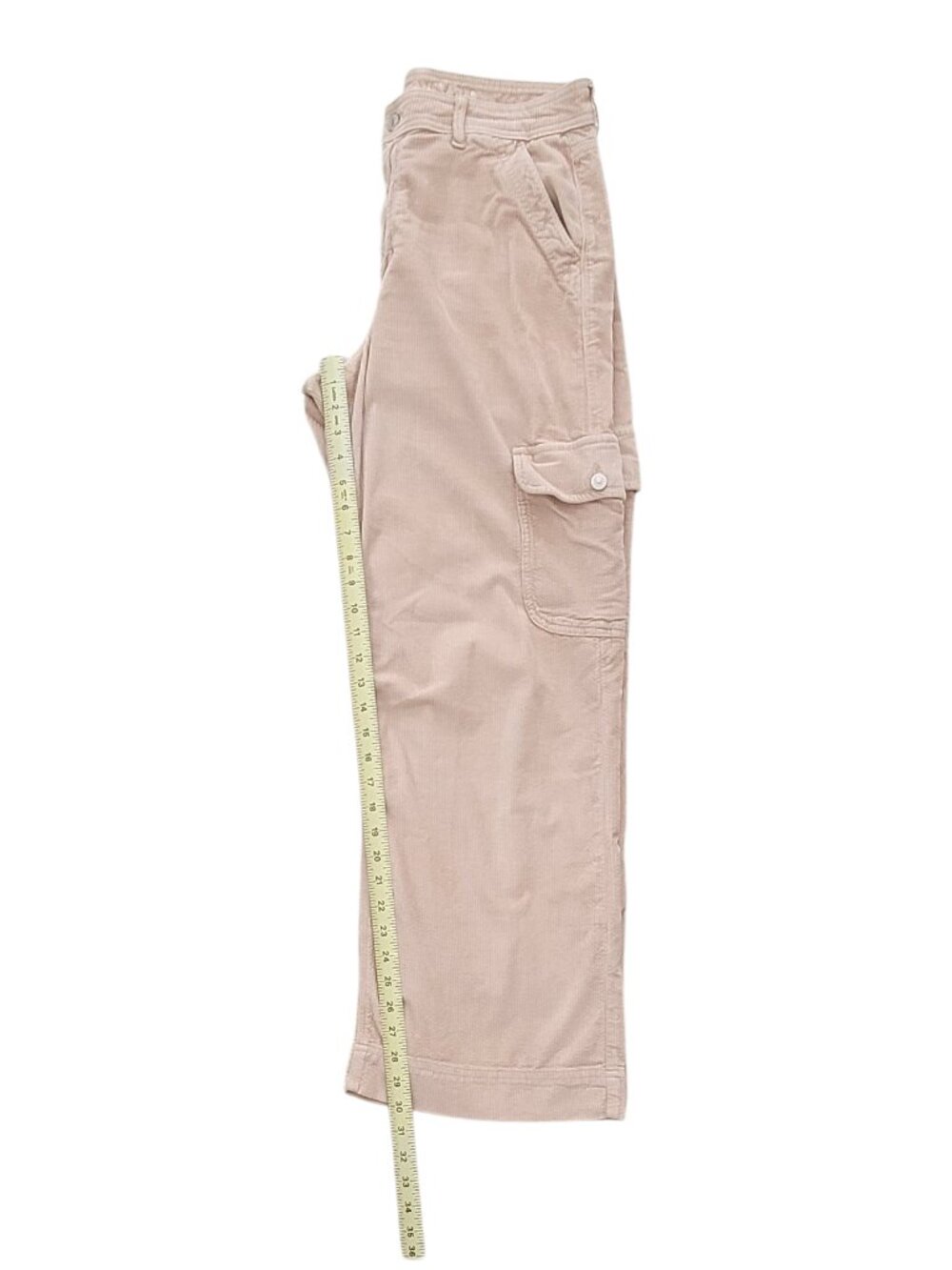 American Eagle High Rise Baggie Wide Leg Corduroy Cargo Pants Dreamy Drape Taupe - Picture 7 of 12